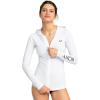 image:imageRoxy Womens Long Sleeve Zipup Hooded Rashguard  UPF 50 Sun Protection QuickDry Swim ShirtWhite