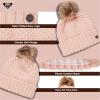 image:imageRoxy Womens Blizzard Beanie  Chunky Knit Winter Hat with Faux Fur Pom FleeceLined for Ultimate Warmth Stylish Cold Weather Accessory Pink Salt One Size
