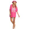 image:imageRoxy Womens Jasmine Paradise Reversible Bucket Hat  100 Cotton Lightweight amp Packable Hat for Beach or FestivalShocking Pink Hello Aloha 232