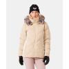 image:imageRoxy Womens Snowdrift Puffer Jacket  10k Waterproof Pfasfree Hydrosmart Faux Fur HoodDesert Combo