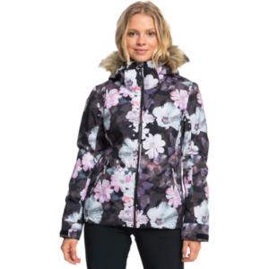 image:imageRoxy Snow Juniors Jet Ski Printed Slim Fit Snow JacketTrue Black Blurry Flower