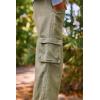 image:imageRoxy Girls Precious Wide Leg Twill Cargo Pants Relaxed FitOil Green