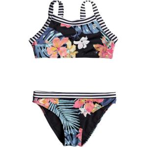 image:imageRoxy Girls Island Trip Crop Top Swimsuit SetTrue Black Uluwatu