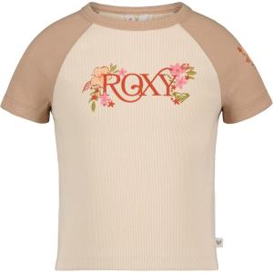 image:imageRoxy Girls Short Sleeve Snug Fit Ribbed Tee Crew Neck Graphic TShirt Soft amp ComfortableParchment Bouquet