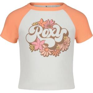 image:imageRoxy Girls Short Sleeve Snug Fit Ribbed Tee Crew Neck Graphic TShirt Soft amp ComfortablePeach Groovy