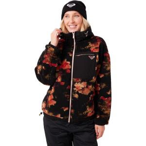 image:imageRoxy Womens Full Zip Hooded Sherpa Jacket  Oversized Fit Fully Lined Adjustable Hem Zipper PocketsRose