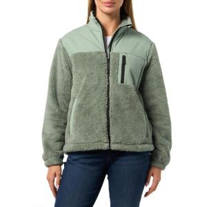 image:imageRoxy Womens Zipup Bonded Sherpa Jacket  Oversized Fit Pfasfree Adjustable HemLily Pad