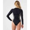 image:imageRoxy Womens Long Sleeve Surf Suit Onesie Rash Guard Swimsuit  UPF 50 Back Zip Closure QuickDryBlack Ink