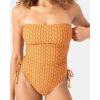 image:imageRoxy Womens OnePiece Swimsuit  Side Tie Tummy Control Bandeau Bathing Suit QuickDry FabricRust Multi