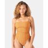 image:imageRoxy Womens OnePiece Swimsuit  Side Tie Tummy Control Bandeau Bathing Suit QuickDry FabricRust Multi