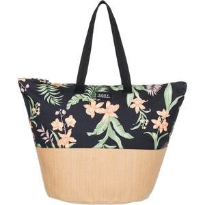 image:imageRoxy Womens Beach Tote Bag  Travel  Vacation  Straw  Lightweight  BreathableWaikiki Life  Anthracite Island Escape