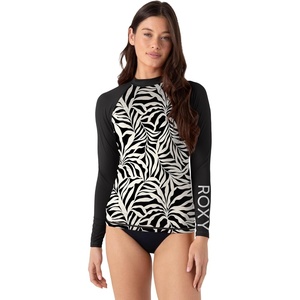 image:imageRoxy Womens Long Sleeve Rashguard Compression Fit UPF 50 Quick Dry Recycled Swim ShirtBlack Combo